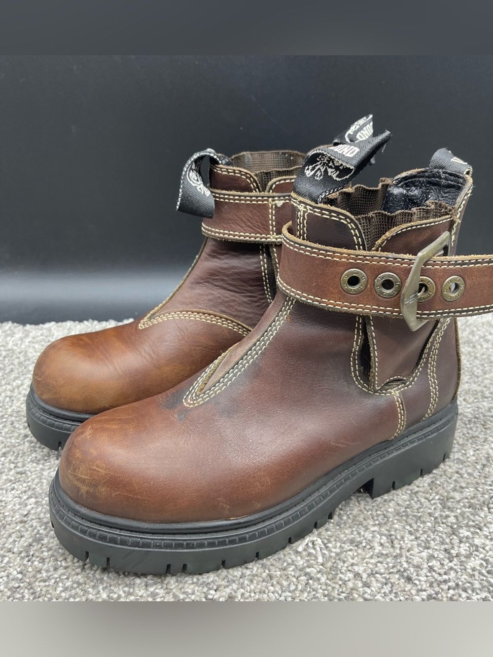 Vintage London Underground Boots Women’s Size 7 Brown Leather Slip On Platform
